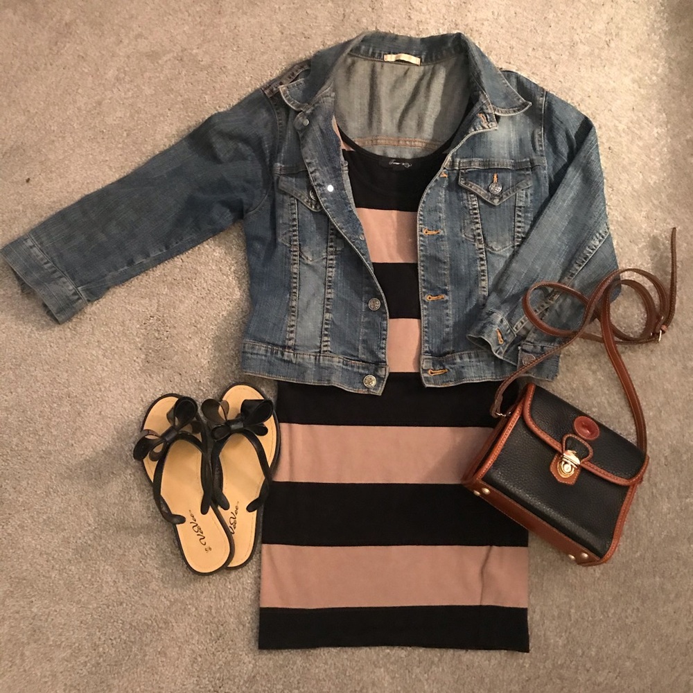 Tan and black stripe bodycon dress